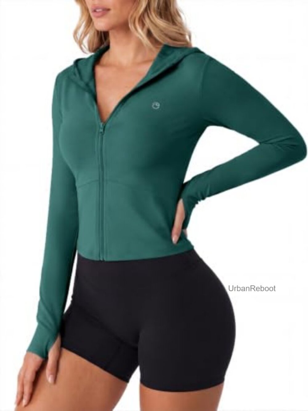 Aoysky Cropped Zip Up Hoodie Athletic Jacket Slim Fit